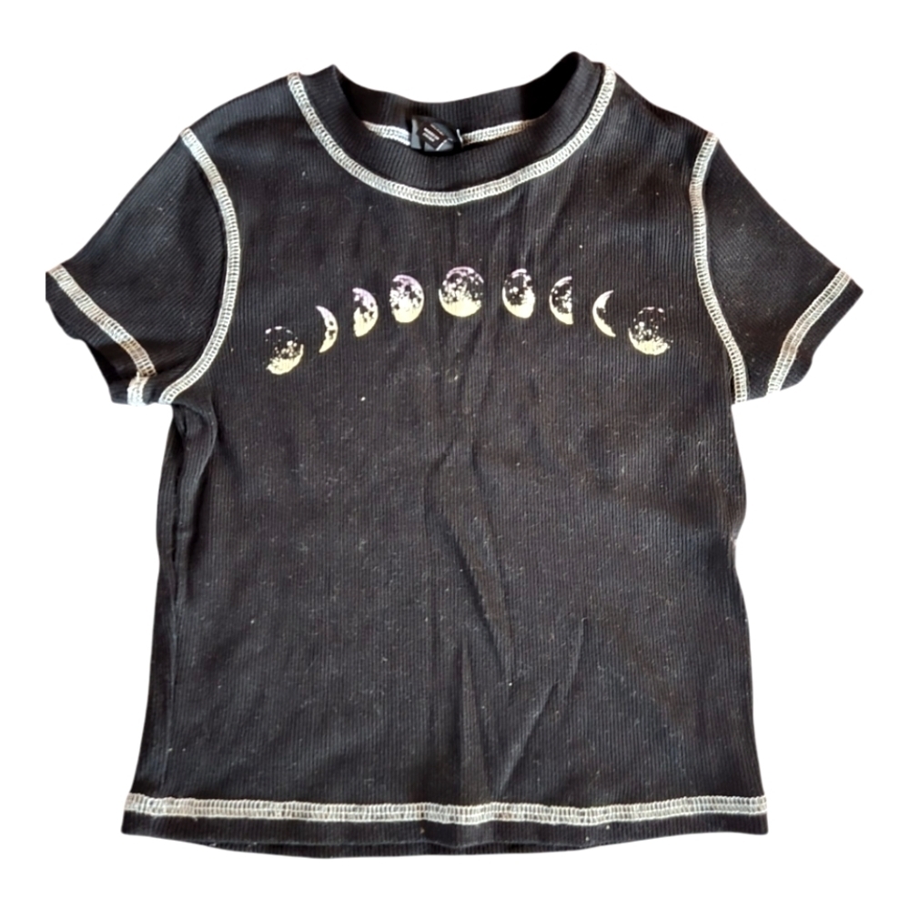 Kids Black Moon Phase T-Shirt art class girls size 7/8